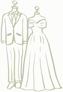 Ilustração de um casal em traje de casamento